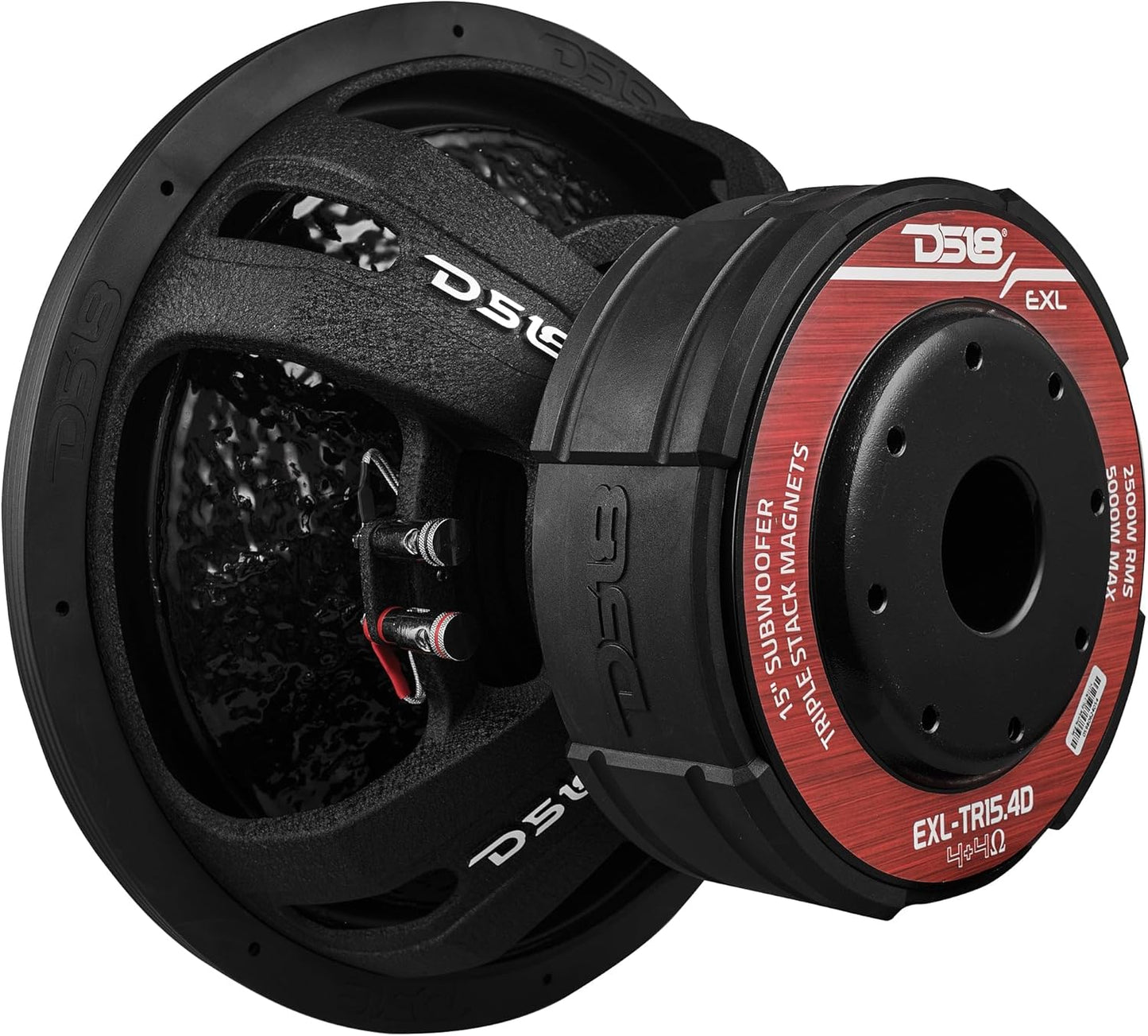 DS18 EXL-TR15.4D 15" Subwoofer Triple Stack with Reinforced Cone with Epoxy Coating for Enhanced Audio Performance, 2500 Watts RMS 4" Dvc 4-Ohm, Pro Audio SPL Car Subwoofer