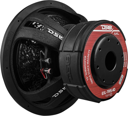 DS18 EXL-TR15.4D 15" Subwoofer Triple Stack with Reinforced Cone with Epoxy Coating for Enhanced Audio Performance, 2500 Watts RMS 4" Dvc 4-Ohm, Pro Audio SPL Car Subwoofer