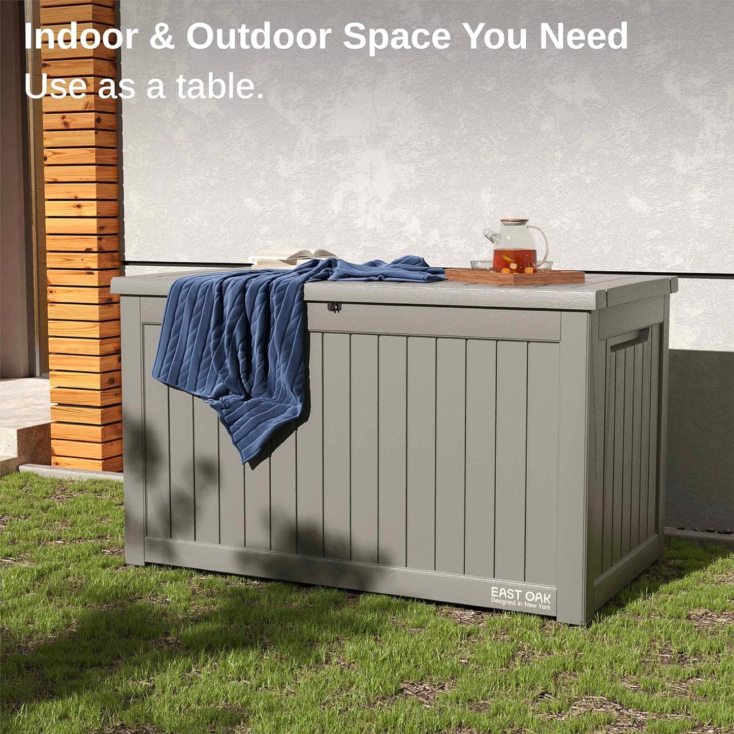 230 Gallon Deck Box, Outdoor Storage Box with Padlock