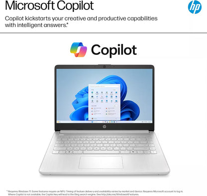 HP 14" Laptop 2025 Business Student Slim Computer, Lifetime MS Office, Copilot AI, Quad-Core Intel CPU, 16GB RAM, 628GB Storage (128GB UFS+500GB Ext), MarxsolAccessory, Wi-Fi 6, Win 11 Pro, Silver