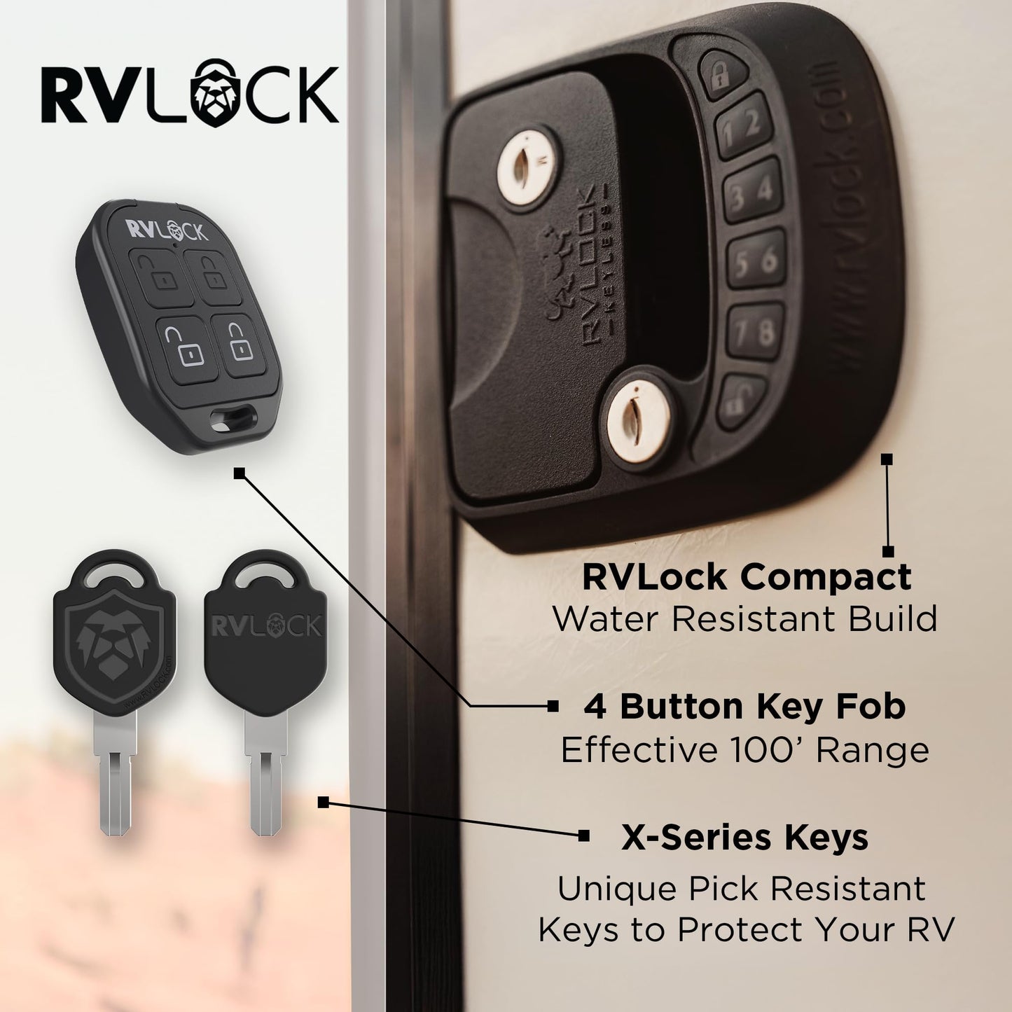 RVLOCK Compact RV Lock Keyless Entry with Remote Security