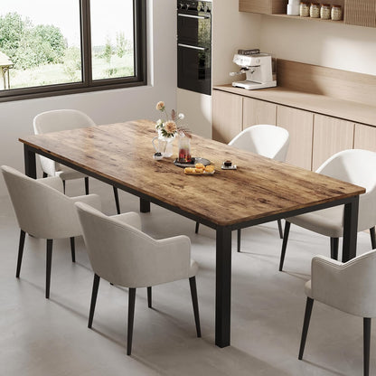 GarveeHome 70.8 in Industrial Dining Table for 6, Wooden Long Dinner Table with Mortise Tenon Design, Kitchen Table with Sturdy Metal Legs, for Dining Room Home Office Living Room, Retro