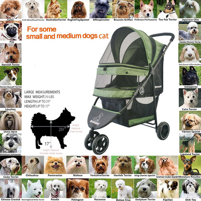 ROODO 3 Wheel Pet Stroller - Lightweight & Portable Jogger
