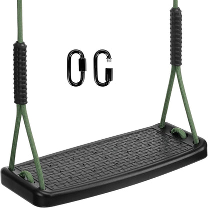 Plastic Swing Set Heavy Duty Replacement,with Adjustable Rope Non-Slip Hanging Tree,Children's Swing Seat Accessories Indoor Outdoor Backyard Playground,Black