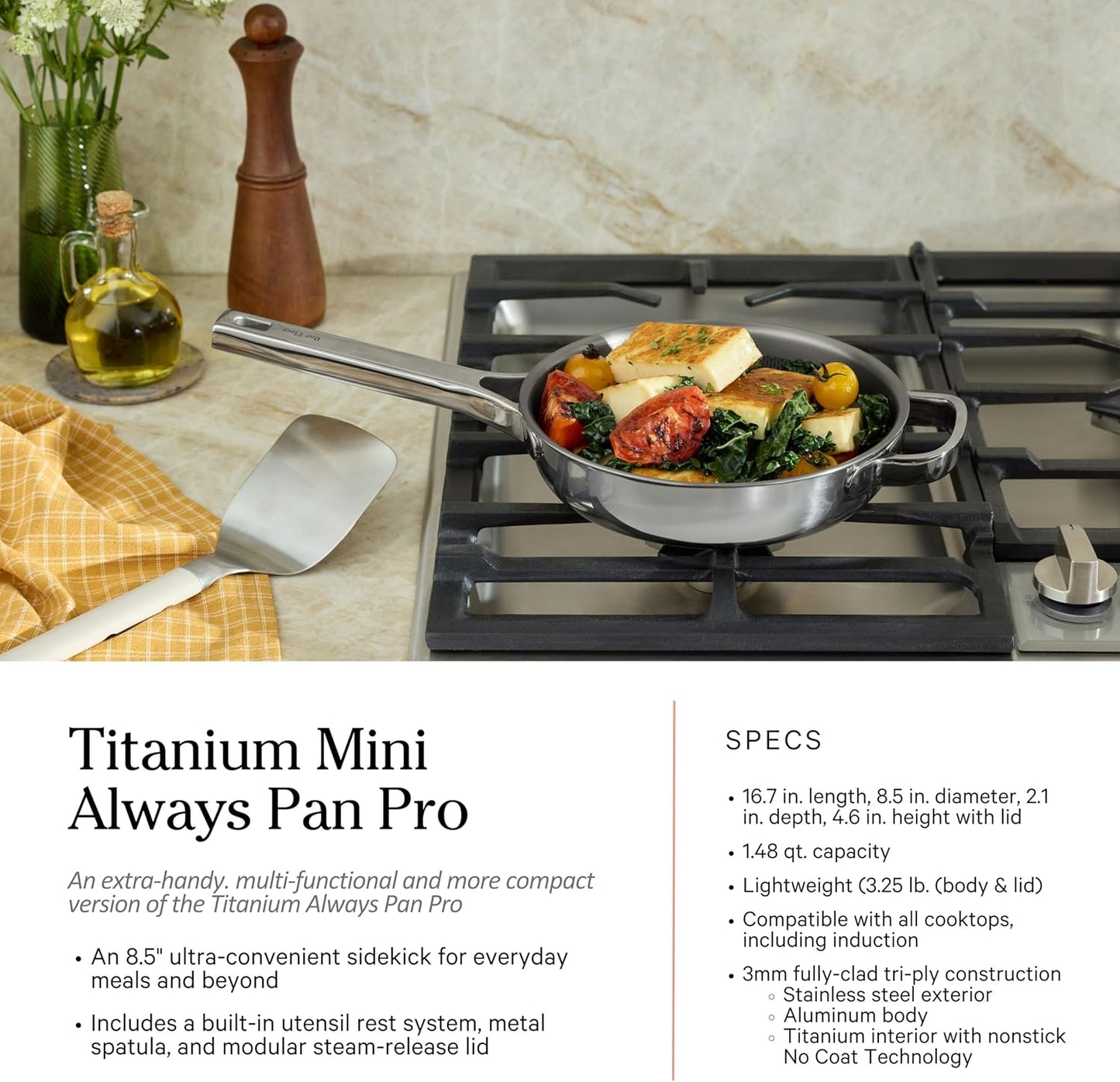 Our Place Titanium Pro Cookware Set | 10-Piece Pots and Pans Set with Always Pan Pro, Perfect Pot Pro & Minis | Non-Toxic No-Coating Nonstick | Induction & Oven-Safe up to 1000°F | Chrome