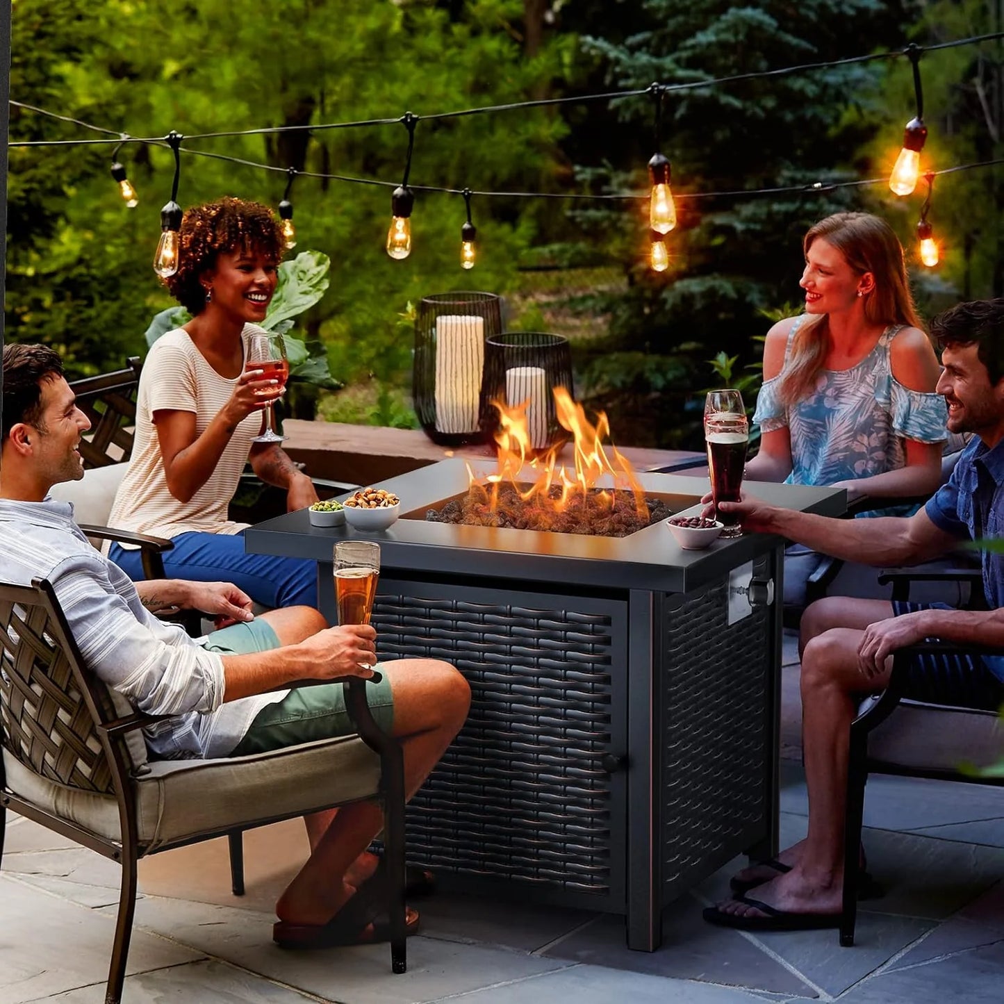 Gas Fire Pit Table, 50,000 BTU Outdoor Propane Fire Pit