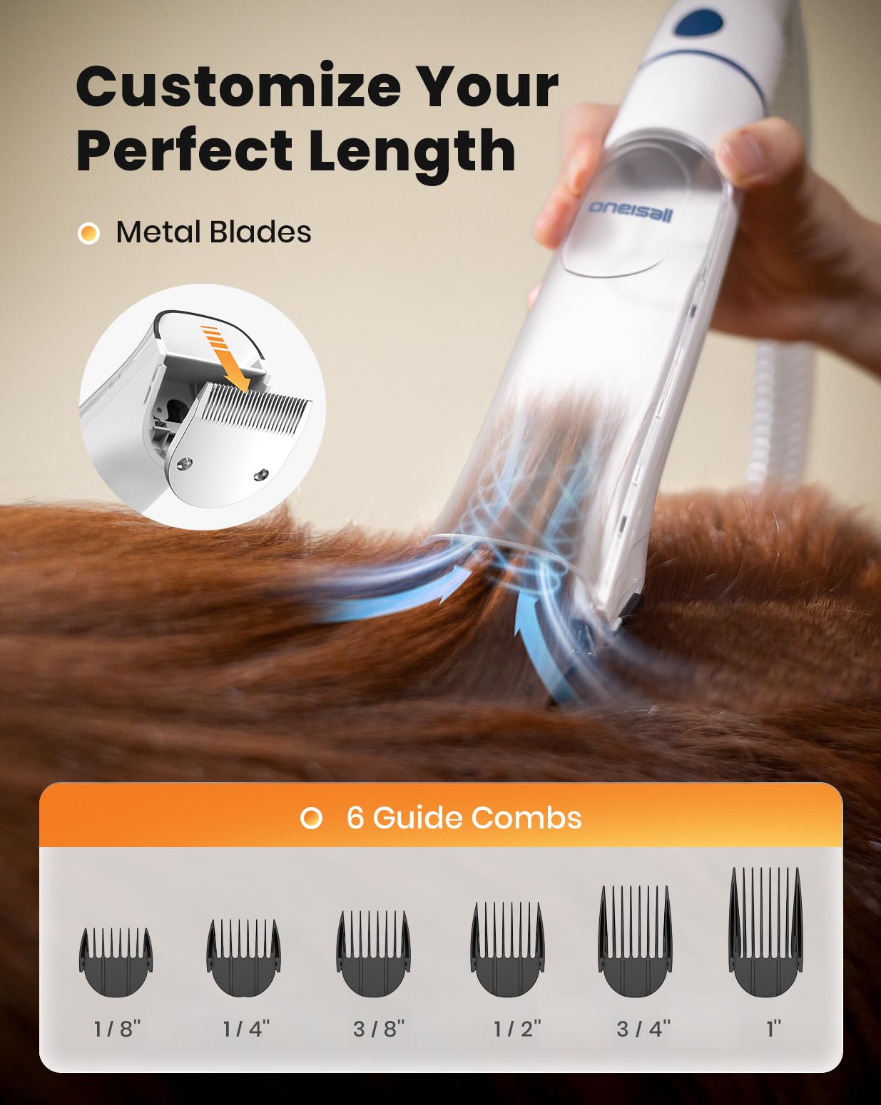ONEISALL Dog Vacuum & Dryer for Shedding - 8 in 1 Grooming Kit
