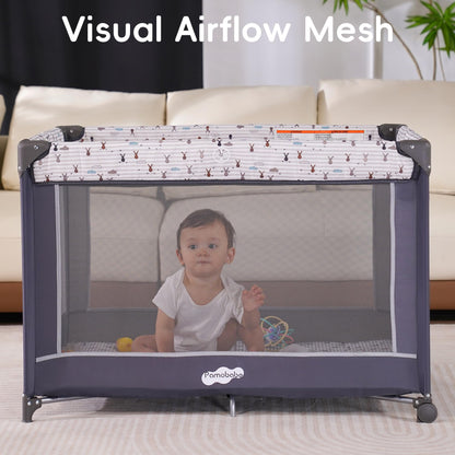 PAMO BABE Pack and Play with Bassinet - Portable Baby Playard