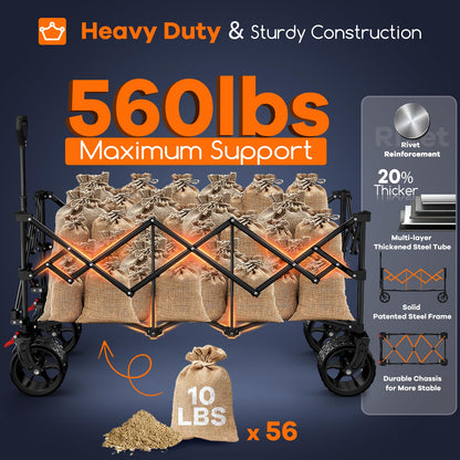 ORIGINSURE 48" Collapsible Wagon Cart - 560lbs Heavy Duty Utility