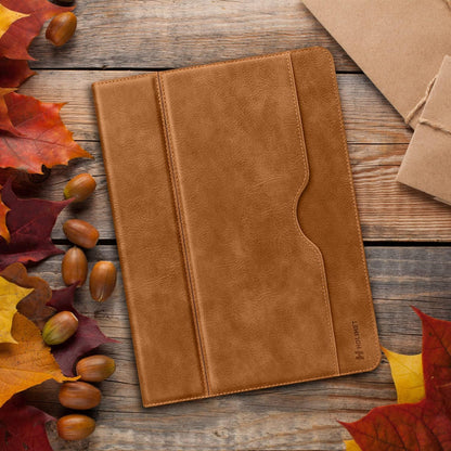 H HOLIMET Case for iPad Pro 11 inch M5 2025/M4 2024 with Pencil Holder Supports Pencil Pro and Pencil Auto Sleep/Wake Function Vegan Leather Smart Stand Cover (Brown)