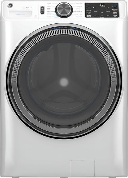 GE 5.0 cu.ft. Smart Front Load Washer in White with Steam, UltraFresh Vent System, and Microban Technology