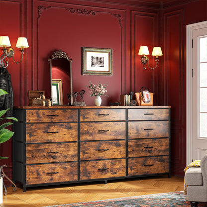 ROMORGNIZ 55" Dresser with 12 Drawers for Bedroom & TV