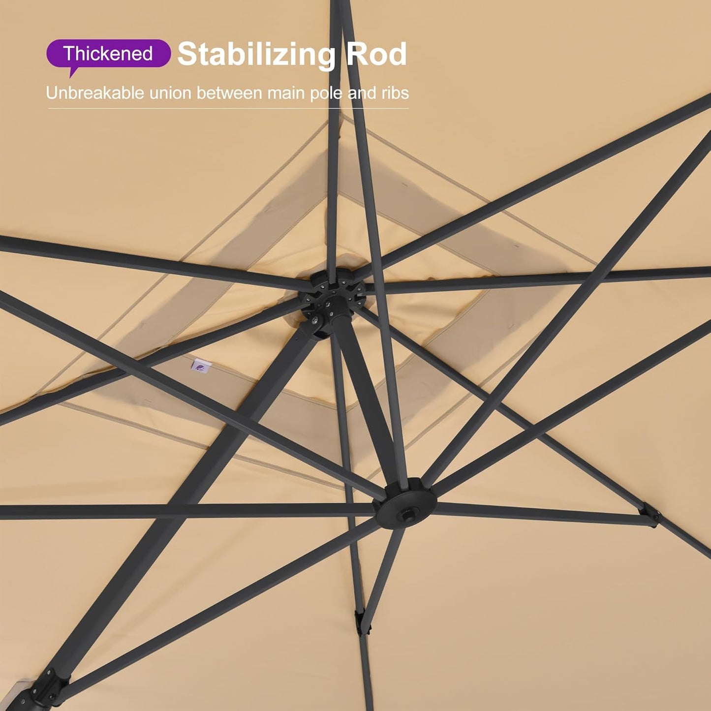 PURPLE LEAF 10ft Patio Umbrella Square Large Outdoor Windproof Offset Umbrella with 360° Rotation Cantilever Umbrella for Garden Deck Backyard Pool Beige