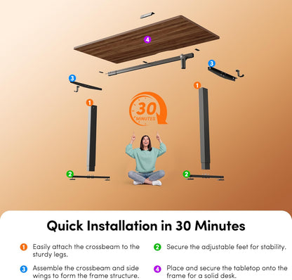 FEZIBO 40 x 24 Inchs Electric Standing Desk, Height Adjustable, Sit Stand Up, Computer Office Desk with Splice Board, Black Frame/Black Walnut Top