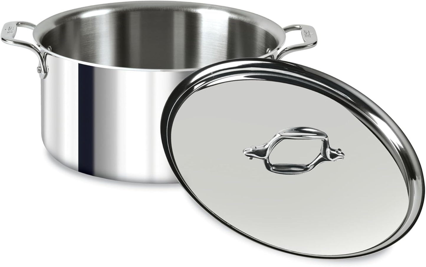 All-Clad D3 3-Ply Stainless Steel Stockpot with Lid 8 Quart, Induction, Oven Broiler Safe 600F, Silver
