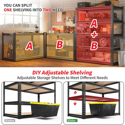 REIBII 2400LBS Heavy Duty 5 Tier Adjustable Storage Shelves