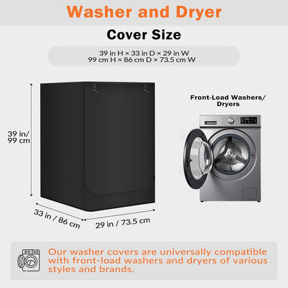 Washing Machine Cover - Heavy Duty Thick Oxford Fabric, Outdoor Waterproof/Dustproof/Anti-UV, Fits Most Front-Load Washer/Dryer, 33"D x 29"W x 39"H-2Pcs