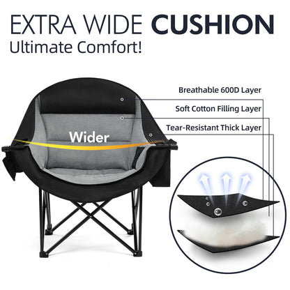 PUVASIA Oversized Camping Chair - Heavy Duty Padded Lawn Chair