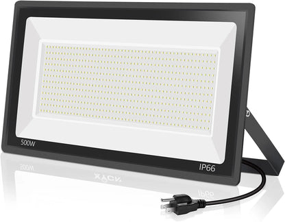 3 Pack 200W LED Flood Light,Super Bright Exterior Security Lights With Plug,IP66 Waterproof Outdoor Flood Light, 22800lm 5000K Daylight White Floodlight for Yard, Garden,Basketball Court, Arena