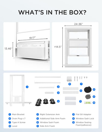 Midea 12,000 BTU U Shaped Smart Inverter Window Air Conditioner - Cools 550 Sq Ft, Ultra Quiet with Open Window Flexibility - Alexa/Google Assistant Compatible - 35% Energy Savings, Remote (Updated)