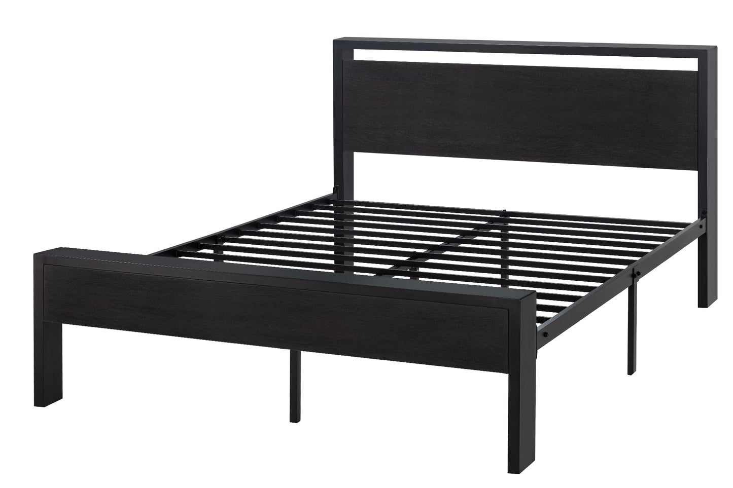 SHA CERLIN 14 Inch Queen Metal Bed Frame with Wooden Headboard