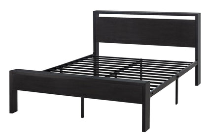 SHA CERLIN 14 Inch Queen Metal Bed Frame with Wooden Headboard