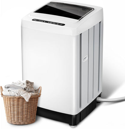 20lbs Portable Washing Machine, Full-Automatic Portable Washer with 10 Wash Cycles, Top Load Clothes Washer with Drain Pump for Apartment Bathroom, Dorms, RVs
