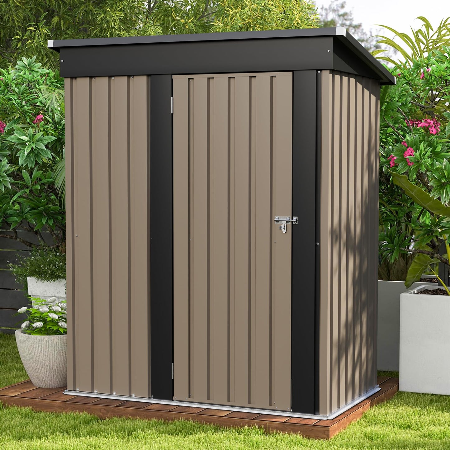 PATIOWELL 5x3 FT Outdoor Metal Storage Shed with Lockable Door