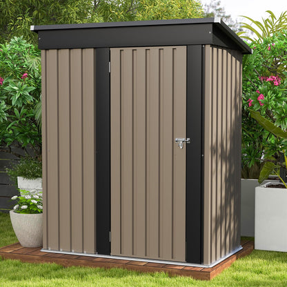 PATIOWELL 5x3 FT Outdoor Metal Storage Shed with Lockable Door