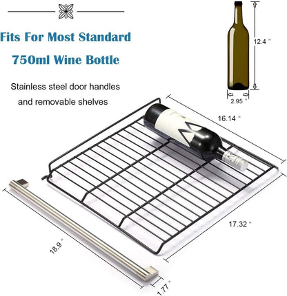 Antarctic Star Wine Cooler/Cabinet Drink Refrigerator Fridge, 36 Bottle Freestanding Wine Chiller with Stainless Steel, Double-Layer Glass Door Touch Screen for Home Office/Bar, 4.4Cu.Ft., Silver