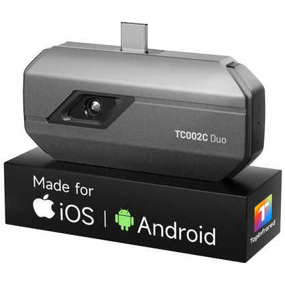 TOPDON TC002C Duo Thermal Camera, Compatible with Any USB-C iPhone, iPad & Android Device, 512 x 384 Super Resolution, 256 x 192 IR Resolution Thermal Imager, -4°F~1022°F Temp Range -Grey