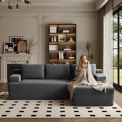 96" Sectional Couches for Living Room Cloud Couch Sofa with L-Shape Upholstered Boneless Couchs Modern Modular Sectional Couch with Chaise (Dark Grey, 96" W+Right Facing Chaise+2Seaters)