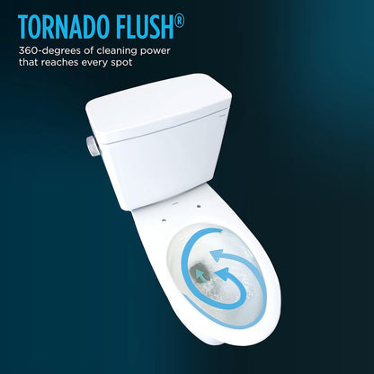 TOTO Drake Two-Piece Elongated 1.6 GPF Universal Height TORNADO FLUSH Toilet with CEFIONTECT, Cotton White - CST776CSFG#01