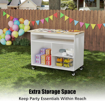 GDLF Charcuterie Cart with Stainless Steel Food Pans, Mobile Pizza Topping & Salad Bar Station, Buffet Serving Table for Home, Party & Catering