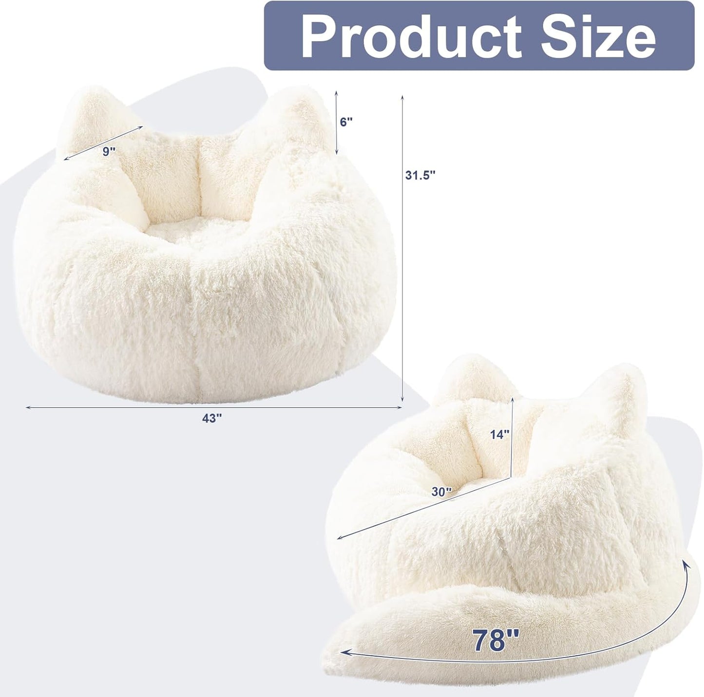 Achicsofar Bean Bag Chair for Adults Teens Giant Faux Fur Bean Bag Chairs with Filler Fluffy Plush Cat Shaped Beanbag Couch Comfy Accent Floor Sofa for Gaming, Reading in Living Room, Bedroom, Dorm