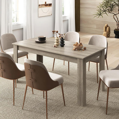 Giantex Large Farmhouse Dining Table - 63" L x 31.5" W x 30" H, 330LBS Capacity, Center Table for Living Room, Home Office, Kitchen, Dinette, Dinner, Oak