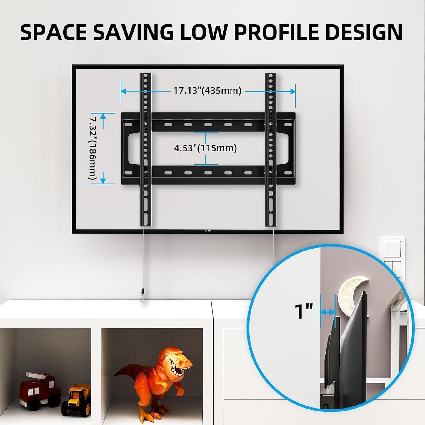 HOME VISION TV Wall Mount Fixed for Most 26-65 Inch Flat/Curved TVs with Max VESA 400X400mm up to 99Lbs Fits 16 Inch Wood Studs, Universal Low Profile Wall Mount TV Bracket, Space Saving HV8401