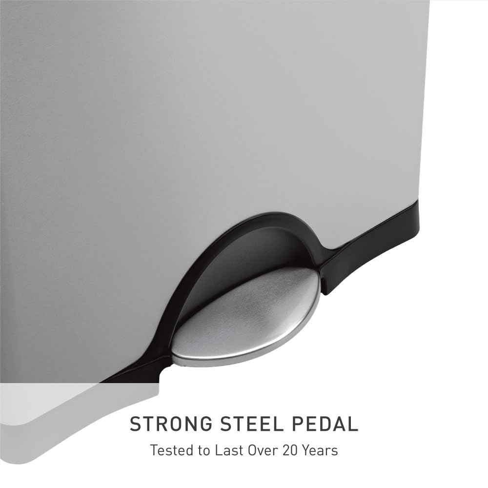 SIMPLEHUMAN 50L Rectangular Kitchen Step Trash Can, Stainless Steel