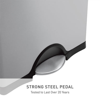 SIMPLEHUMAN 50L Rectangular Kitchen Step Trash Can, Stainless Steel