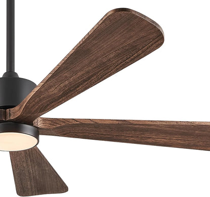 Ceiling Fans with Lights, 60 inch Outdoor Ceiling Fans with Lights for Patio and Remote Control, Modern Ceiling Fan with Light, 5 Solid Wood Blades 6-Speed Reversible DC Motor (Dark Brown)