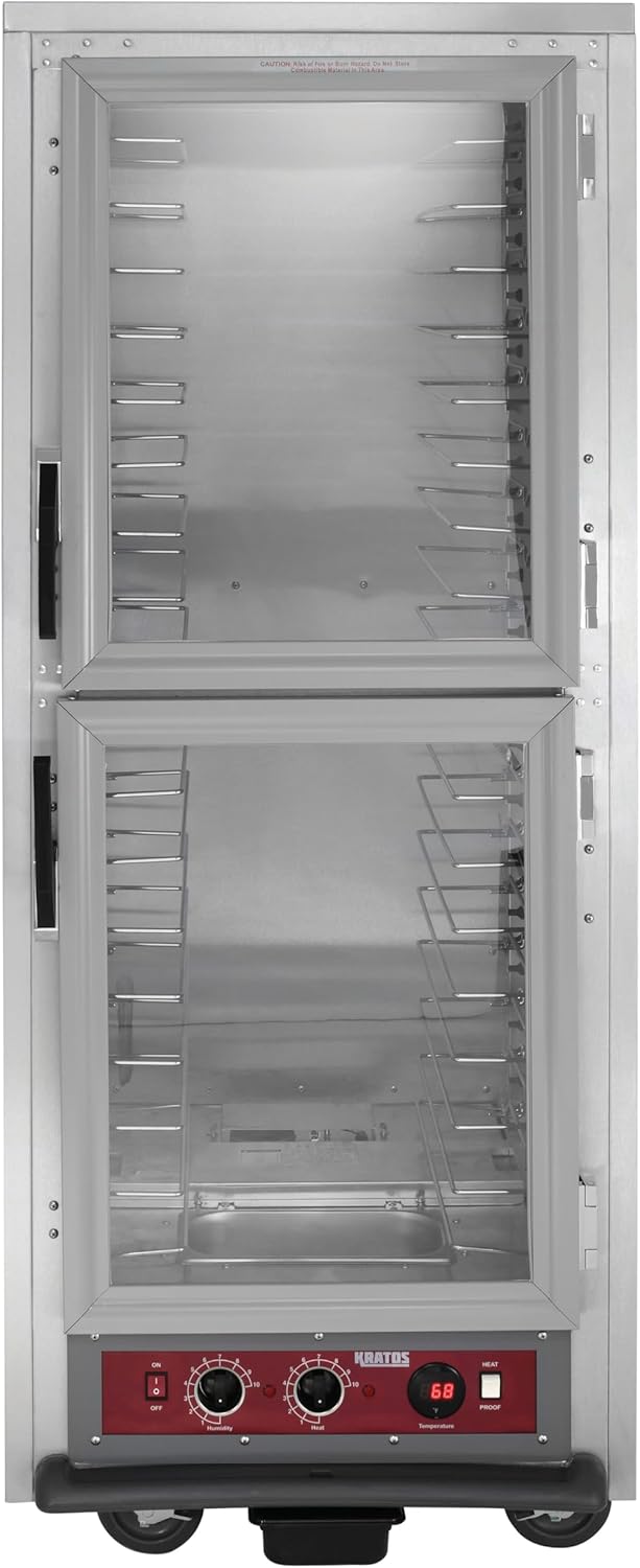 Kratos Premium Full Size Universal Insulated Commercial Holding and Proofing Cabinet, Holds Sheet Pans and Food Pans, Clear Dutch Door, 120V, 2000W (28W-237)