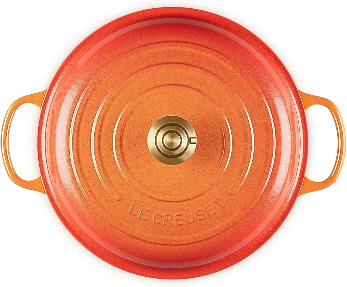 Le Creuset Enameled Cast Iron Signature Braiser 3.5 qt., Flamme Doree with Crucible Knob