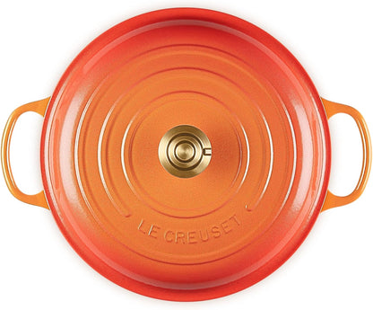 Le Creuset Enameled Cast Iron Signature Braiser 3.5 qt., Flamme Doree with Crucible Knob