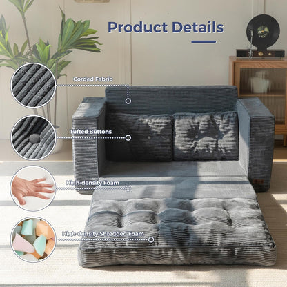MAXYOYO Convertible Sofa Bed, Pull Out Loveseat Sleeper Sofa, 2 in 1 Folding Couch Bed