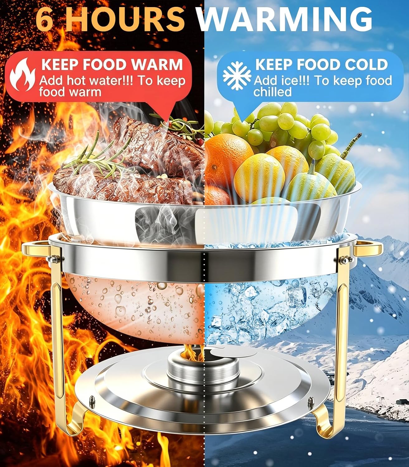Beviliu 8QT Chafing Dishes for Buffet 4 Pack, Ultra-Large Capacity Warming Trays for Large Gatherings, 8QT Food Warmers for Parties Buffet, Catering Supplies Buffet Display Chafing Dish for Parties