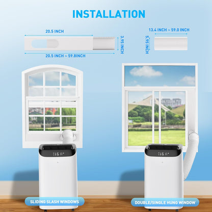 14,000 BTU Portable Air Conditioner Cools Up to 700 Sq.Ft, 3-IN-1 Energy Efficient Portable AC Unit with Remote Control & Installation Kits for Large Room, Campervan, Office, Temporary Space