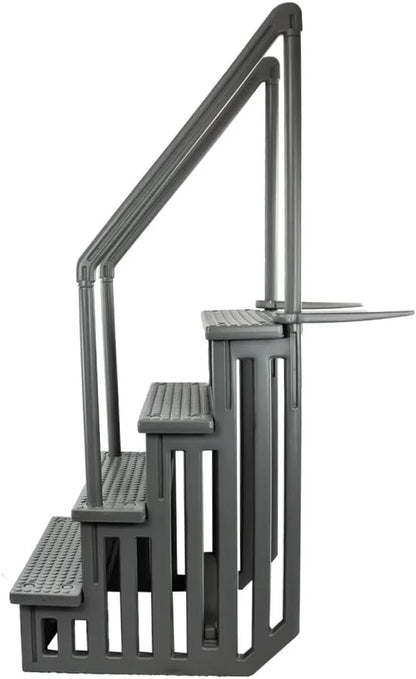 Select Anti-Slip in-Pool Steps | Gray | for Above Ground Swimming Pools | Can Mount to Decks 48" to 54" H | Safety Stairs Capacity Up to 300 lbs