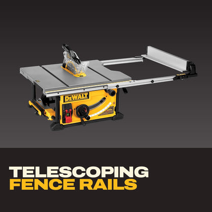 DEWALT Table Saw 10 Inch with Foldable Rolling Table Saw Stand, 15 Amp, 4800 RPM, 32-1/2-Inch Rip Capacity (DWE7491RS)