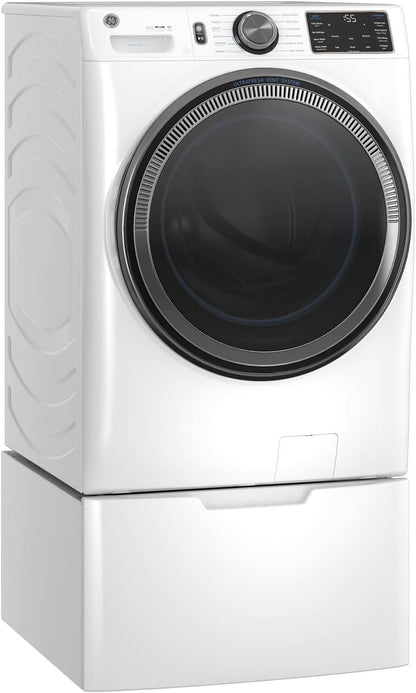GE 5.0 cu.ft. Smart Front Load Washer in White with Steam, UltraFresh Vent System, and Microban Technology