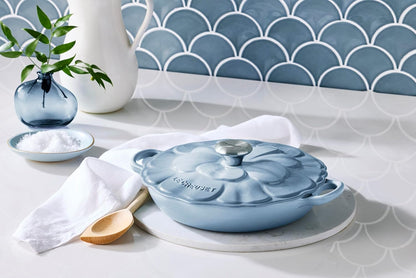 Le Creuset Enameled Cast Iron Signature Petal Braiser, 2.25 qt., Coastal Blue w/Stainless Steel Knob